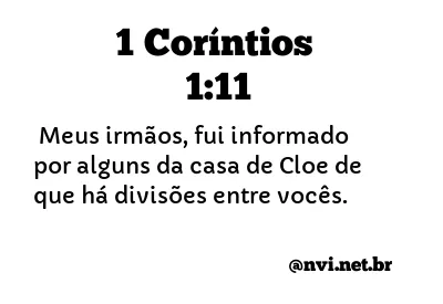 1 CORÍNTIOS 1:11 NVI NOVA VERSÃO INTERNACIONAL