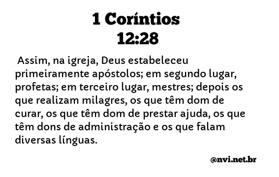 1 CORÍNTIOS 12:28 NVI NOVA VERSÃO INTERNACIONAL