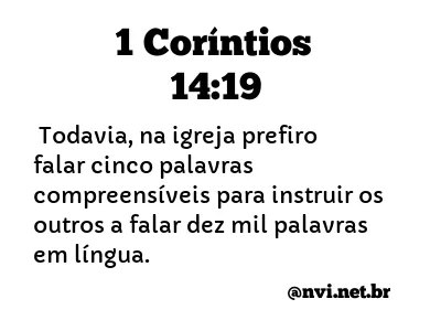 1 CORÍNTIOS 14:19 NVI NOVA VERSÃO INTERNACIONAL