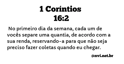 1 CORÍNTIOS 16:2 NVI NOVA VERSÃO INTERNACIONAL