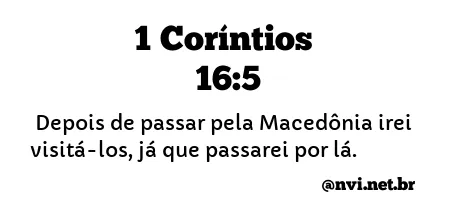 1 CORÍNTIOS 16:5 NVI NOVA VERSÃO INTERNACIONAL