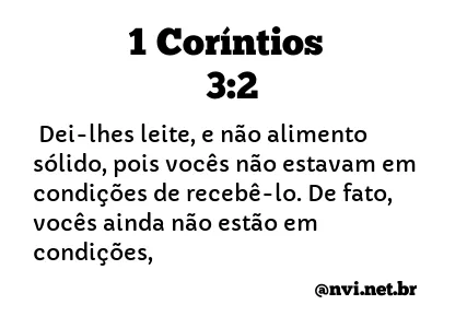 1 CORÍNTIOS 3:2 NVI NOVA VERSÃO INTERNACIONAL