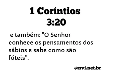 1 CORÍNTIOS 3:20 NVI NOVA VERSÃO INTERNACIONAL