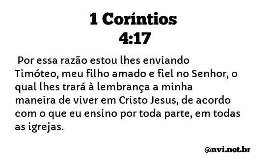 1 CORÍNTIOS 4:17 NVI NOVA VERSÃO INTERNACIONAL