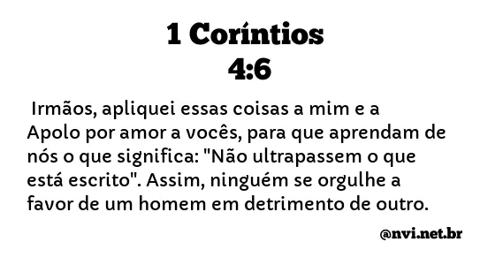 1 CORÍNTIOS 4:6 NVI NOVA VERSÃO INTERNACIONAL