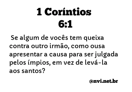 1 CORÍNTIOS 6:1 NVI NOVA VERSÃO INTERNACIONAL