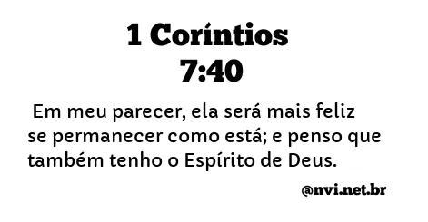 1 CORÍNTIOS 7:40 NVI NOVA VERSÃO INTERNACIONAL