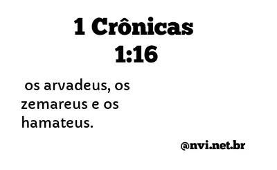 1 CRÔNICAS 1:16 NVI NOVA VERSÃO INTERNACIONAL