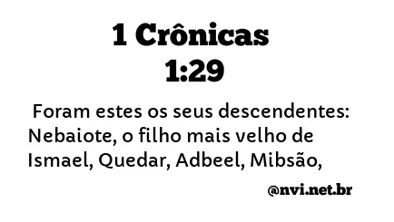 1 CRÔNICAS 1:29 NVI NOVA VERSÃO INTERNACIONAL