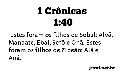 1 CRÔNICAS 1:40 NVI NOVA VERSÃO INTERNACIONAL