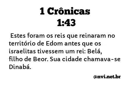 1 CRÔNICAS 1:43 NVI NOVA VERSÃO INTERNACIONAL