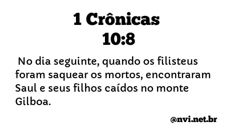 1 CRÔNICAS 10:8 NVI NOVA VERSÃO INTERNACIONAL