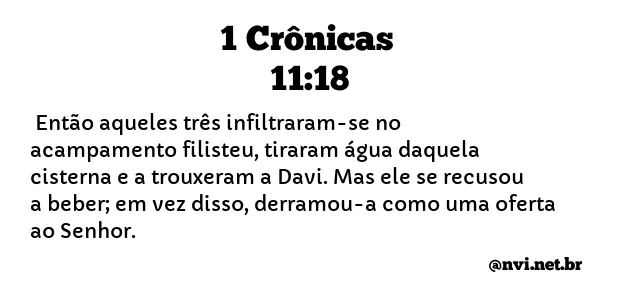 1 CRÔNICAS 11:18 NVI NOVA VERSÃO INTERNACIONAL