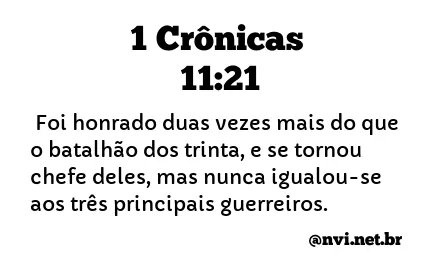 1 CRÔNICAS 11:21 NVI NOVA VERSÃO INTERNACIONAL