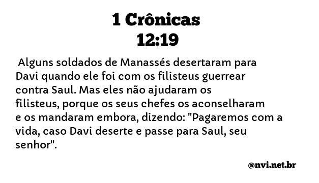 1 CRÔNICAS 12:19 NVI NOVA VERSÃO INTERNACIONAL