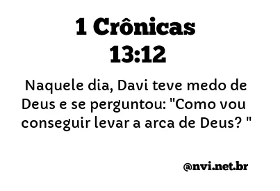 1 CRÔNICAS 13:12 NVI NOVA VERSÃO INTERNACIONAL