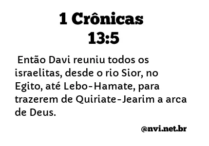 1 CRÔNICAS 13:5 NVI NOVA VERSÃO INTERNACIONAL