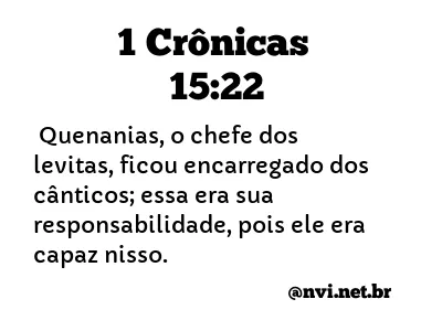 1 CRÔNICAS 15:22 NVI NOVA VERSÃO INTERNACIONAL