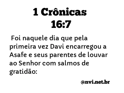 1 CRÔNICAS 16:7 NVI NOVA VERSÃO INTERNACIONAL