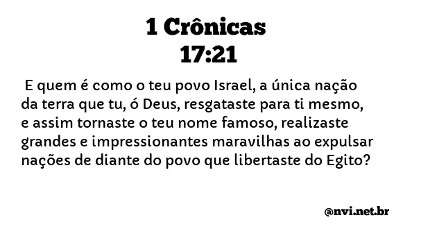 1 CRÔNICAS 17:21 NVI NOVA VERSÃO INTERNACIONAL