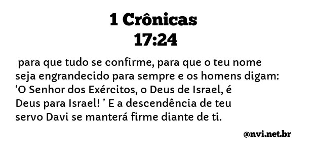 1 CRÔNICAS 17:24 NVI NOVA VERSÃO INTERNACIONAL