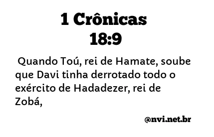 1 CRÔNICAS 18:9 NVI NOVA VERSÃO INTERNACIONAL