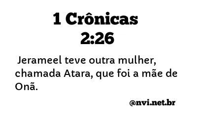 1 CRÔNICAS 2:26 NVI NOVA VERSÃO INTERNACIONAL