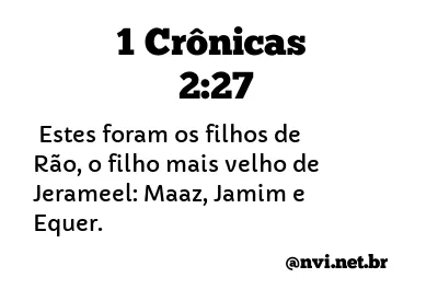 1 CRÔNICAS 2:27 NVI NOVA VERSÃO INTERNACIONAL