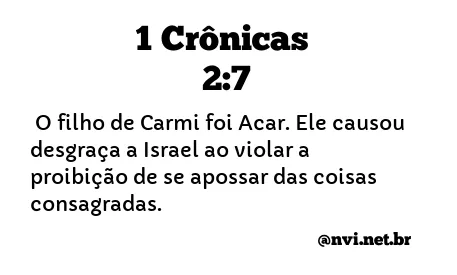 1 CRÔNICAS 2:7 NVI NOVA VERSÃO INTERNACIONAL