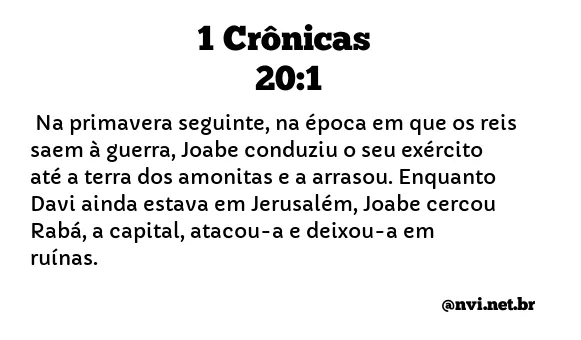 1 CRÔNICAS 20:1 NVI NOVA VERSÃO INTERNACIONAL