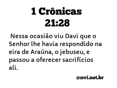 1 CRÔNICAS 21:28 NVI NOVA VERSÃO INTERNACIONAL