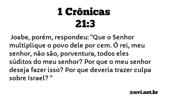 1 CRÔNICAS 21:3 NVI NOVA VERSÃO INTERNACIONAL