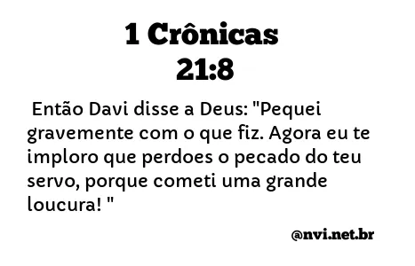 1 CRÔNICAS 21:8 NVI NOVA VERSÃO INTERNACIONAL