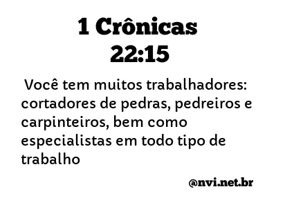 1 CRÔNICAS 22:15 NVI NOVA VERSÃO INTERNACIONAL