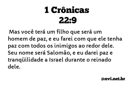 1 CRÔNICAS 22:9 NVI NOVA VERSÃO INTERNACIONAL