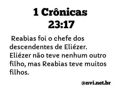 1 CRÔNICAS 23:17 NVI NOVA VERSÃO INTERNACIONAL