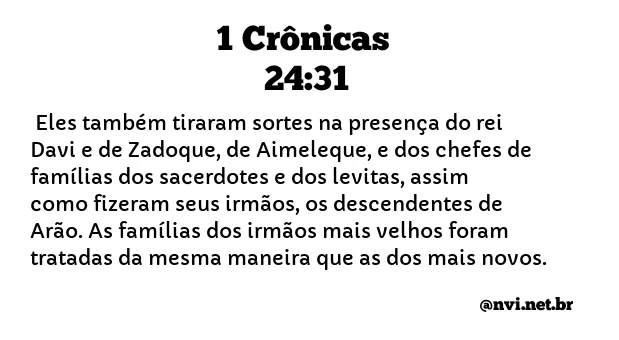 1 CRÔNICAS 24:31 NVI NOVA VERSÃO INTERNACIONAL