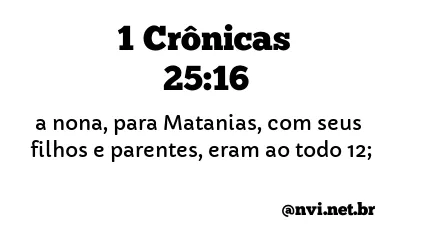 1 CRÔNICAS 25:16 NVI NOVA VERSÃO INTERNACIONAL