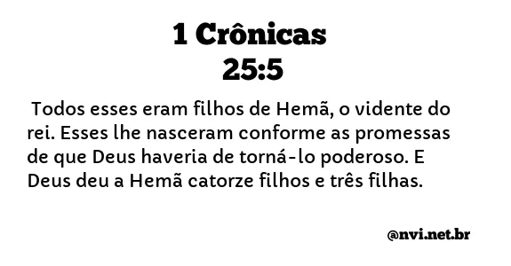 1 CRÔNICAS 25:5 NVI NOVA VERSÃO INTERNACIONAL