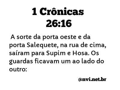 1 CRÔNICAS 26:16 NVI NOVA VERSÃO INTERNACIONAL