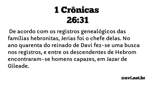 1 CRÔNICAS 26:31 NVI NOVA VERSÃO INTERNACIONAL