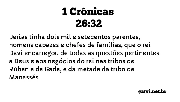 1 CRÔNICAS 26:32 NVI NOVA VERSÃO INTERNACIONAL