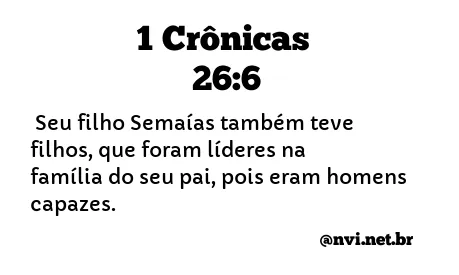 1 CRÔNICAS 26:6 NVI NOVA VERSÃO INTERNACIONAL