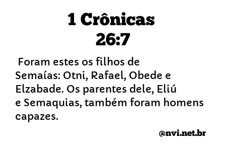 1 CRÔNICAS 26:7 NVI NOVA VERSÃO INTERNACIONAL