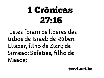 1 CRÔNICAS 27:16 NVI NOVA VERSÃO INTERNACIONAL