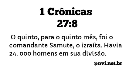 1 CRÔNICAS 27:8 NVI NOVA VERSÃO INTERNACIONAL