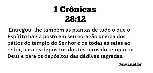 1 CRÔNICAS 28:12 NVI NOVA VERSÃO INTERNACIONAL