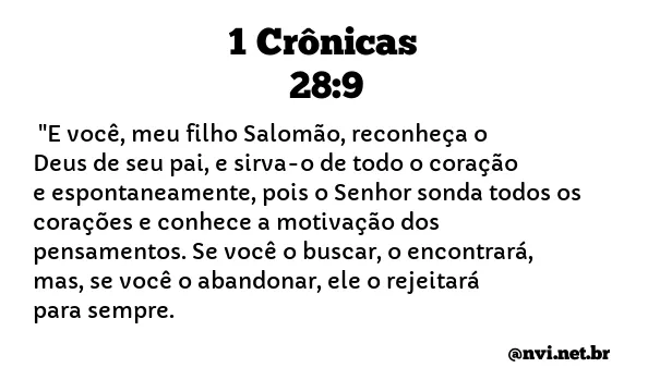 1 CRÔNICAS 28:9 NVI NOVA VERSÃO INTERNACIONAL