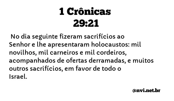 1 CRÔNICAS 29:21 NVI NOVA VERSÃO INTERNACIONAL