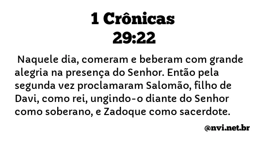 1 CRÔNICAS 29:22 NVI NOVA VERSÃO INTERNACIONAL